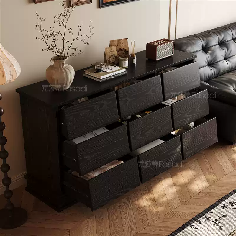 Sleek Black Drawer Console