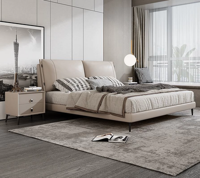 Top-Grain Leather Bed JUXL7930