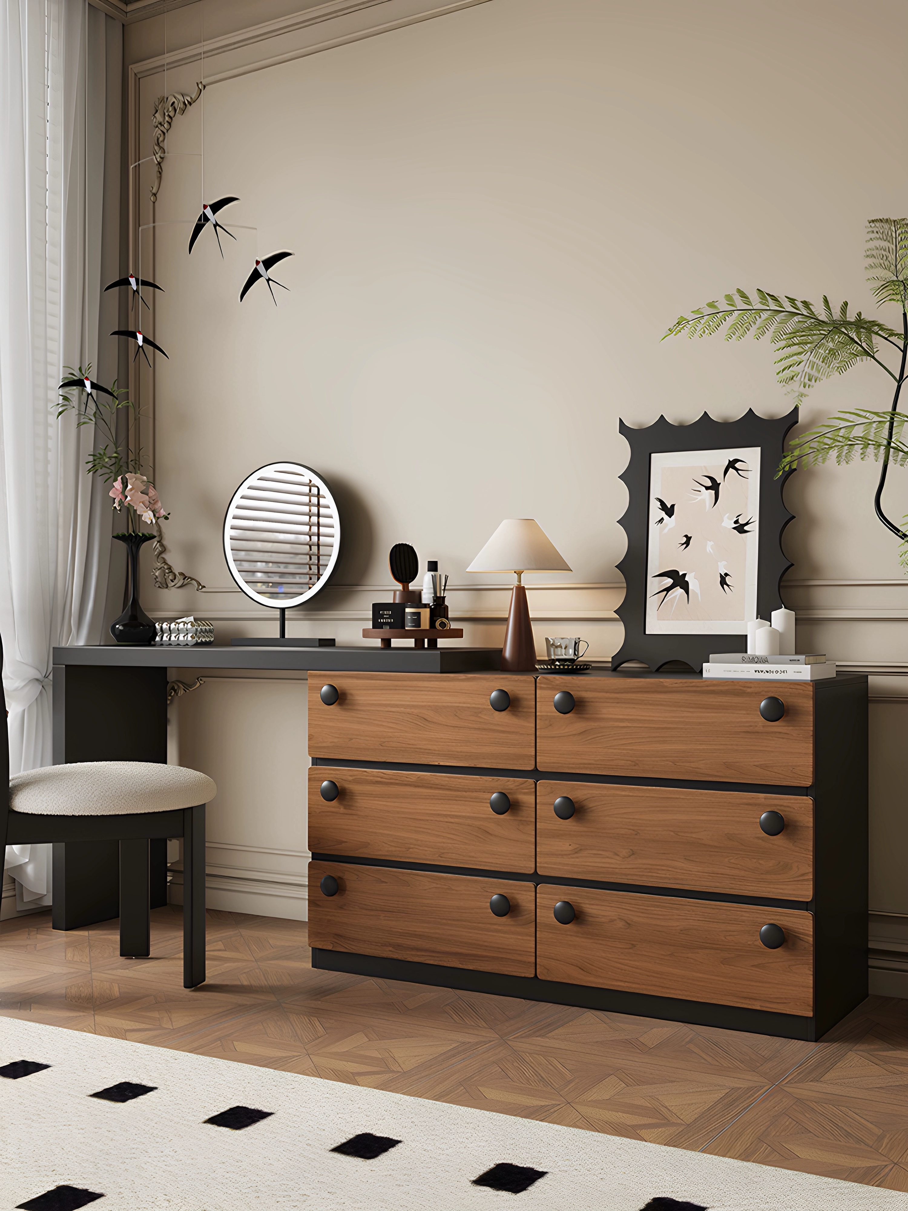 Two-Tone Wood Vanity Table