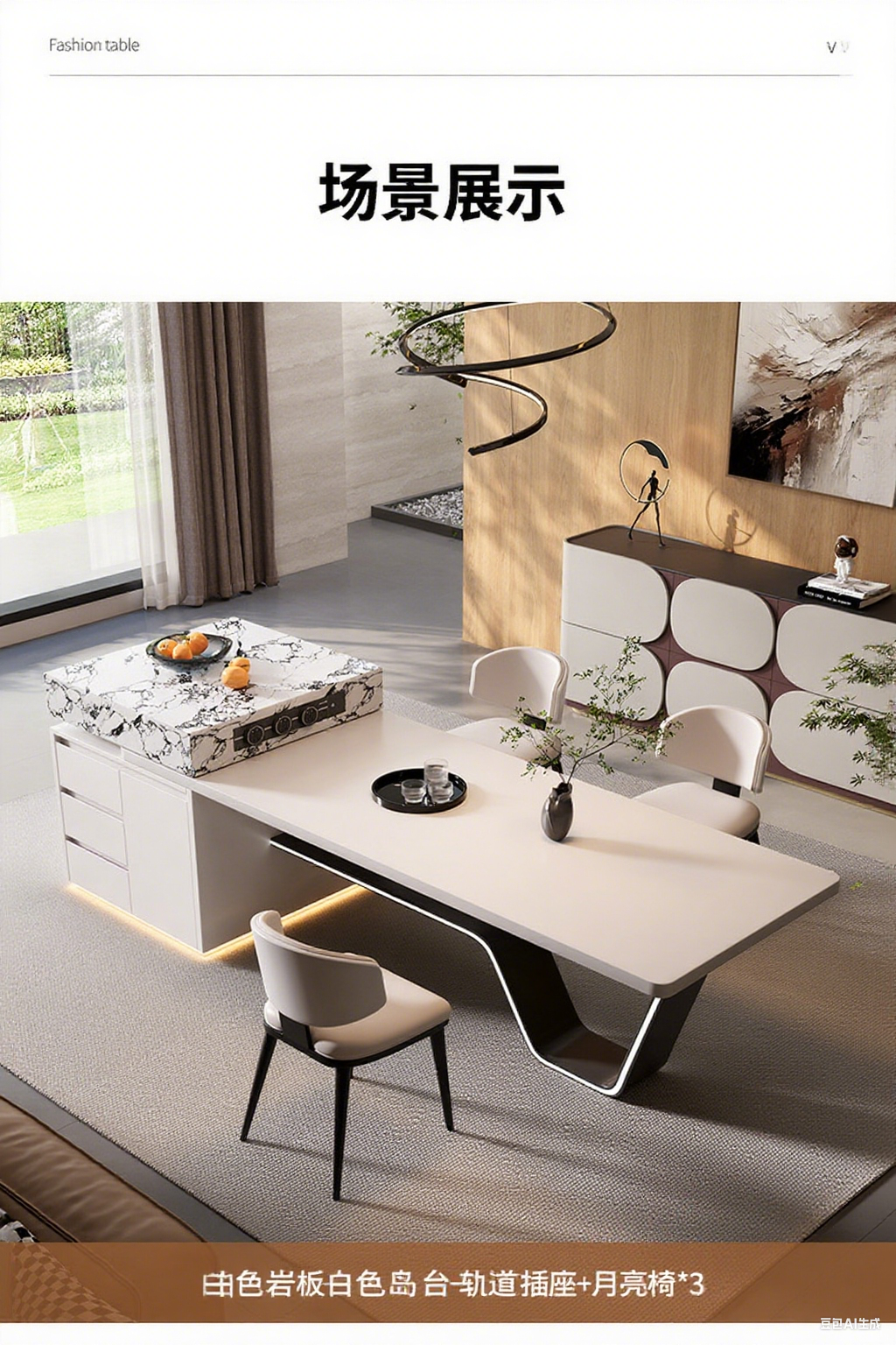 Solid Wood White Cabinet Island Counter